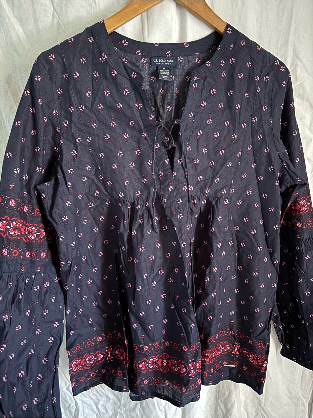 U.S. Polo Assn. Navy Tunic with Pink and Red Floral Border